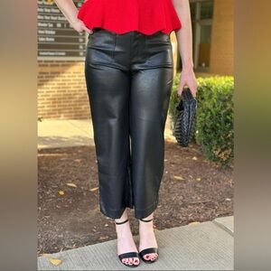 Skies Are Blue Black leather straight leg  pants